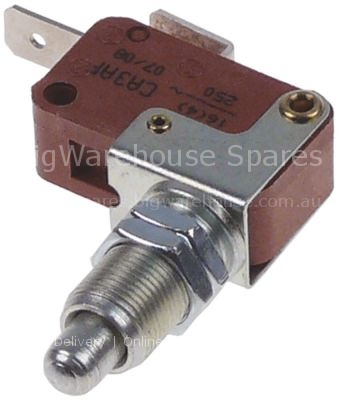Microswitch with plunger thread M10x0.75 thread L 16mm 250V 16A