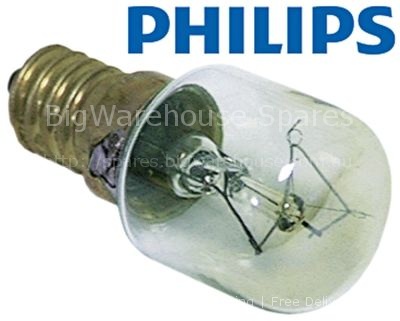 Light bulb t.max. 300°C socket E14 15W 230V ø 22mm L 47mm lens L
