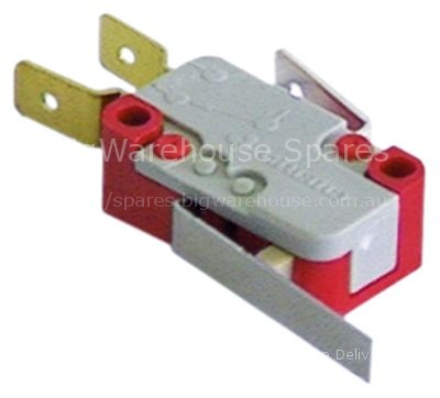 Microswitch with lever 250V 6A 1CO connection male faston 6.3mm