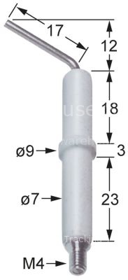Ignition electrode D1 ø 7mm D2 ø 9mm connection M4 L1 12mm L2 17