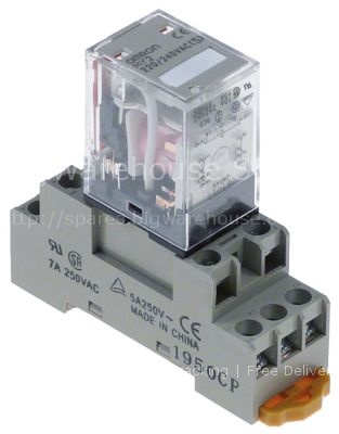 Power relays 230VAC 10A 2CO plug-in connection with socket 250V