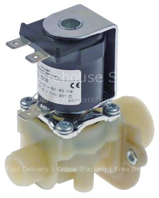 Solenoid valve single straight 230VAC inlet 3/4" outlet 3/8" DN1