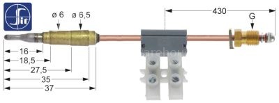 Thermocouple with interrupter M9x1 L 850mm plug connection ø6.0(