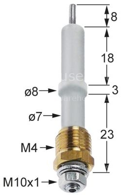 Ignition electrode D1 ø 7mm D2 ø 8,5mm connection M4 L1 8mm BL1