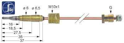 Thermocouple SIT M10x1 L 500mm plug connection ø6.0mm