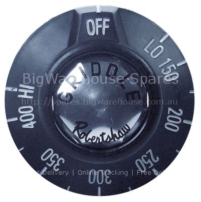 Knob gas thermostat t.max. 400°F 150-400°F ø 49mm shaft flat ROB