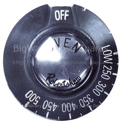 Knob gas thermostat t.max. 500°F 200-500°F ø 49mm shaft flat ROB