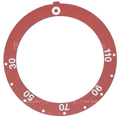 Knob dial plate red thermostat t.max. 110°C 30-110°C rotation 27