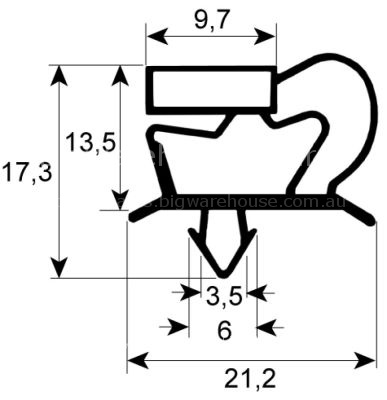 Refrigeration gasket profile 9048 W 354mm L 396mm plug size draw