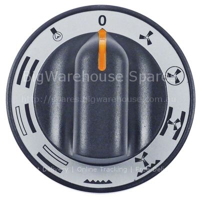 Knob oven ø 71mm shaft ø 6x4.6mm shaft flat upper black