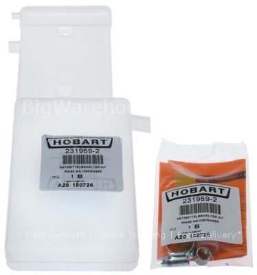 Container kit L 335mm W 105mm H 25mm for rinse aid