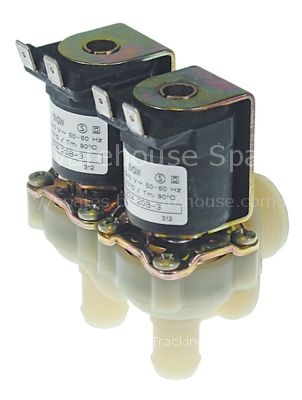 Solenoid valve double angled 230VAC inlet 3/4" outlet 4mm input