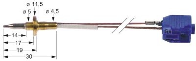 Thermocouple with two-conductors L 500mm plug-in connection bull