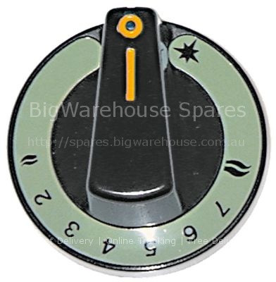 Knob gas thermostat 1-8 ø 60mm shaft ø 10x8mm shaft flat upper b
