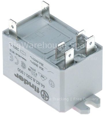 Power relays FINDER 230VAC 30A 2NO connection F6.3 bracket mount