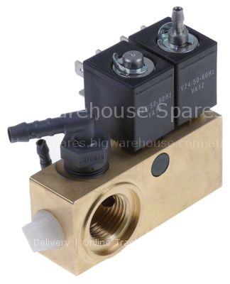 Solenoid valve assembly 24 VAC inlet 1/2" outlet 7,5mm 2 coils c