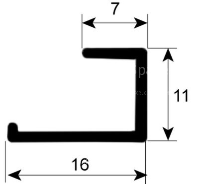 Door seal L 395mm dishwasher equiv. no. 437057 suitable for ELET