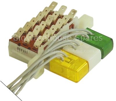 Push switch yellow/white/green with indicator light 250V
