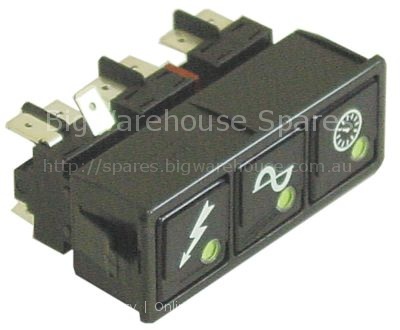 Switch combination mounting measurements 28,5x77,5mm square blac