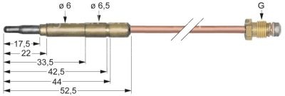 Thermocouple M9x1 L 850mm plug connection 6.0(6.5)mm