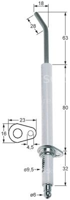 Ignition electrode flange length 23mm flange width 1 16mm D1 ø 9