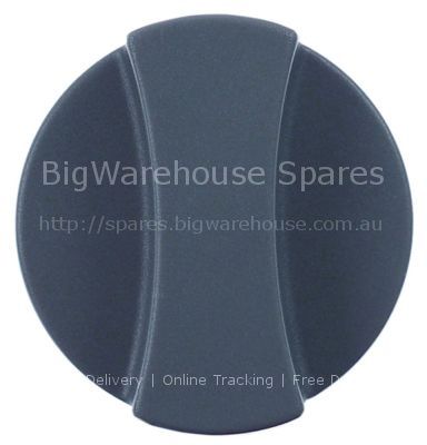 Knob ø 50mm shaft ø 6x5mm shaft flat vertical grey