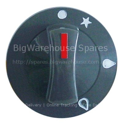 Knob gas tap with ignition flame ø 71mm shaft ø 10x8mm shaft fla