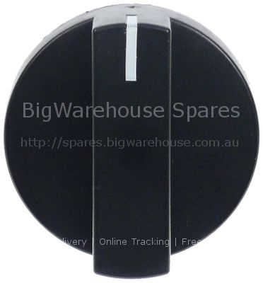 Knob zero mark ø 50mm shaft ø 6x4.6mm shaft flat lower black