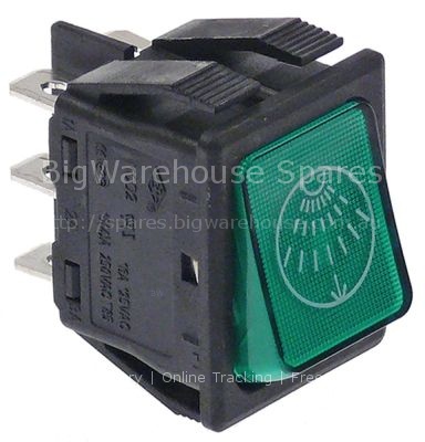 Momentary rocker switch mounting measurements 30x22mm green 2CO