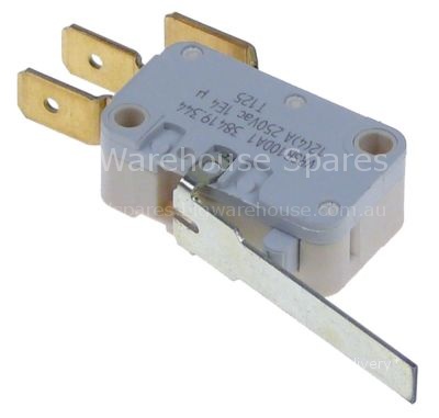 Microswitch with lever 250V 12A 1CO connection male faston 6.3mm