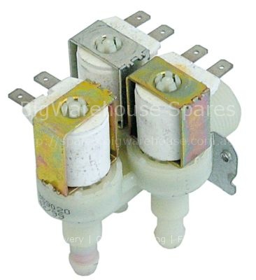 Solenoid valve triple angled 230VAC inlet 3/4" outlet 11,5mm pla