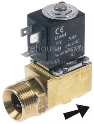 Solenoid valve brass 2-ways 24VAC inlet 3/4" ET outlet 1/2" IT c