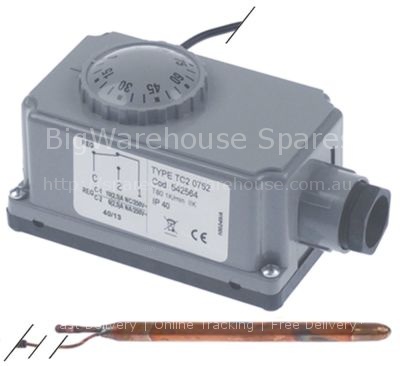 Bi-metal thermostat t.max. 90°C temperature range 0-90°C 1-pole