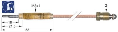 Thermocouple SIT M9x1 L 600mm M8x1