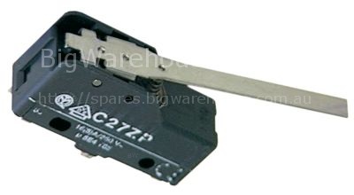 Microswitch with lever 250V 16A 1CO connection male faston 6.3mm