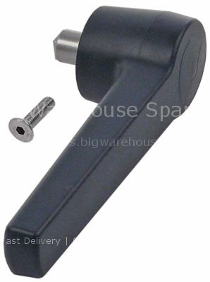 Door handle L 205mm W 58mm H 55mm black plastic shaft 20mm shaft