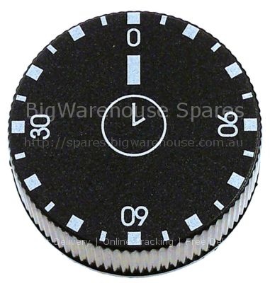 Knob time 120min ø 42mm shaft ø 6x4.6mm shaft flat upper black