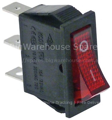 Rocker switch mounting measurements 30x11mm red 1NO/indicator li