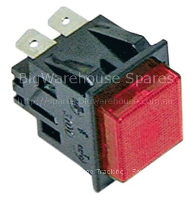 Push switch mounting measurements 27,2x22,2mm square red 2NO 250