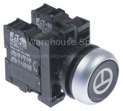 Momentary push switch mounting measurements ø22mm black 1NO/1CO