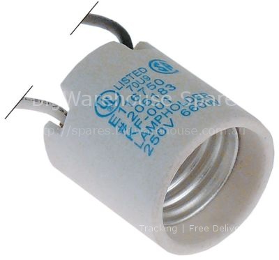 Lamp socket 250V socket E27 connection cable 250mm ø 35mm H 38mm