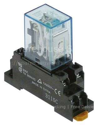Power relays 24VDC 5A 2CO plug-in connection with socket 250V 2-
