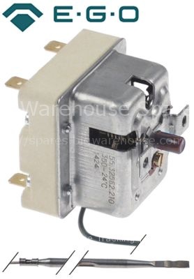 Safety thermostat switch-off temp. 350°C 2-pole NC 20A probe ø 3
