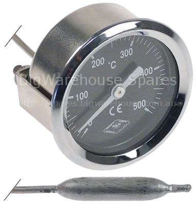 Thermometer mounting ø 60 mm t.max. 500 °C 0 up to +500°C probe