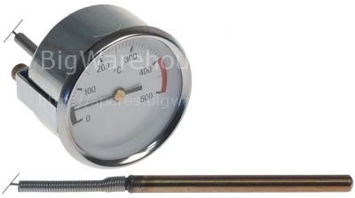 Thermometer mounting ø 60mm t.max. 500°C 0 up to +500°C probe ø