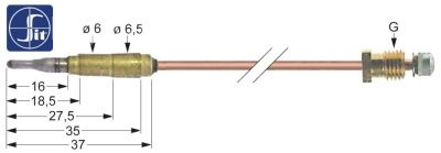 Thermocouple M8x1 L 850mm plug connection ø6.0mm