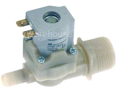 Solenoid valve single straight 230VAC outlet  t.max. 90°C plasti