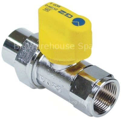 Gas ball valve straight inlet 3/4" IT outlet 3/4" IT DN20 L 109m