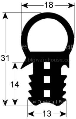 Door seal profile 2064 W 600mm L 740mm outer plug size
