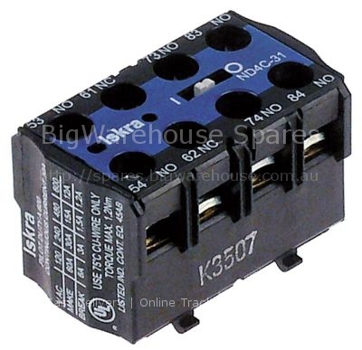 Auxiliary contact contacts 3NO/1NC AC15 6A for contactors K03C/K